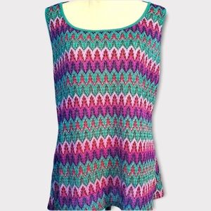 Plus Size Bongo Multicolored Knitted Tank Top | Size: 2X